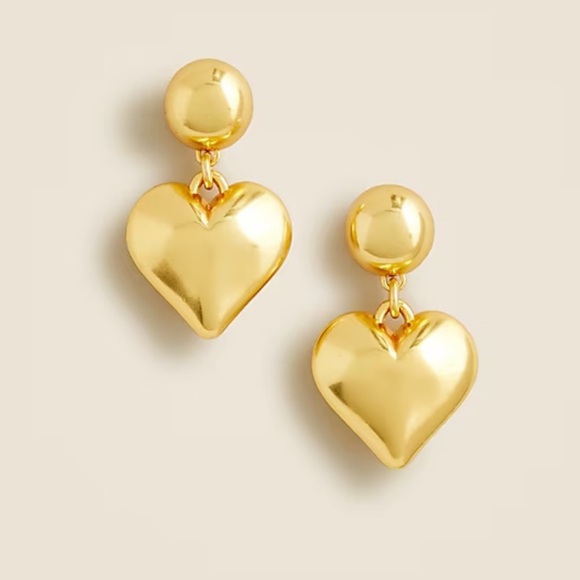 J crew gold heart drop earrings - Picture 1 of 3